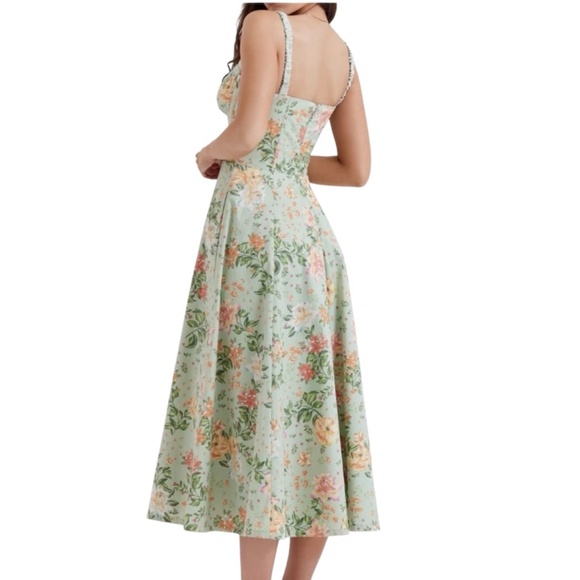 House of CB Sabrina Floral Print Corset Bustier Midi Floral Dress with Box - Picture 6 of 15